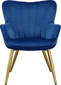Topeakmart Velvet Accent Chair Modern and Mid Century Barrel Chair Makeup Chair with Soft Padded and High Back for Living Room Bedroom Dressing Room Home Office Blue