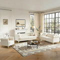 Chesterfield Velvet Button Tufted Sofa 2-Pieces 82&ampChair Modern 7-Deep Seater Couch Retro Style Upholstered Comfy Sectional Sofa for Living Room Bedroom Apartment Office Beige