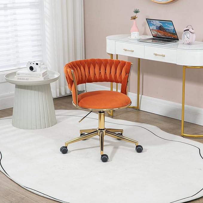 Home Office Desk Chair Vanity Chair Modern Adjustable Home Computer Executive Chair Swivel Task Chair for Small Space Living Room Make-up Studying