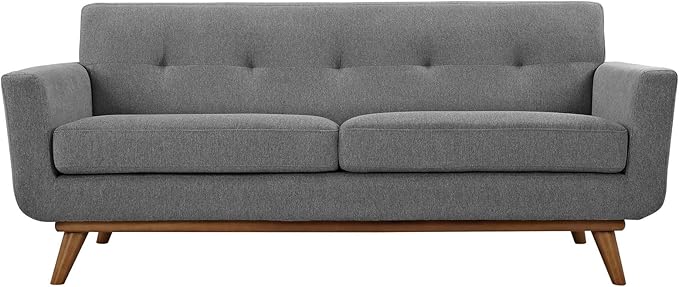 Modway Engage Mid-Century Modern Upholstered Fabric Loveseat in Expectation Gray