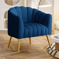 Oversized Pumpkin Couch Accent Chair Modern Comfy Velvet Upholstered Barrel Chairs Luxury Single Sofa Armchair for Living Room Waiting Room Office and Vanity (Navy)