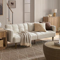 mopio 76.4 Futon Sofa Bed Couch Loveseat Sleeper Sofa Mid Century Modern Futon Couch Sofa Cama Couches for Living Room (Aaron Pearl White Boucle)