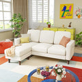 YESHOMY Couches for Living Room Sofa with Movable Ottoman Small Couch with Reversible Chaise and Side Pockets L Shaped Couch for Small Space Apartment (Linen Fabric Beige)