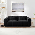 80 Modern Sofa Couch Comfy Deep Seat Lambswool Cloud Sofa Upholstered 3-Seater Boucle Couch Oversized Loveseat for Living Room Bedroom Office Apartment(Black)