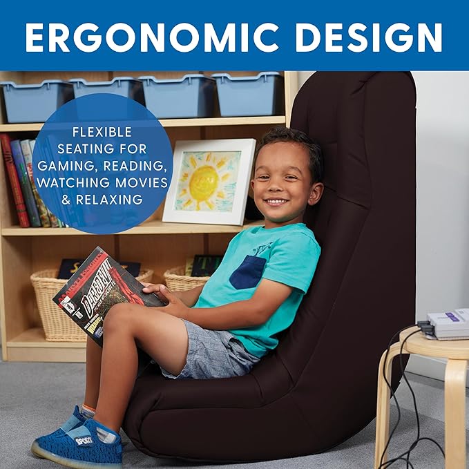 FDP Tufted Floor Rocker for Kids Teens and Adults Comfortable Ergonomic Chair for Reading Playing Video Games or Watching TV - Sand 10488-SD