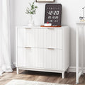 VINGLI 2 Drawer File Cabinet Home Office Filing Organizer for Letter Legal A4 Size File Folder Storage Modern Style Fluted Design Wood Lateral Filing Cabinet Printer Stand Archivador White