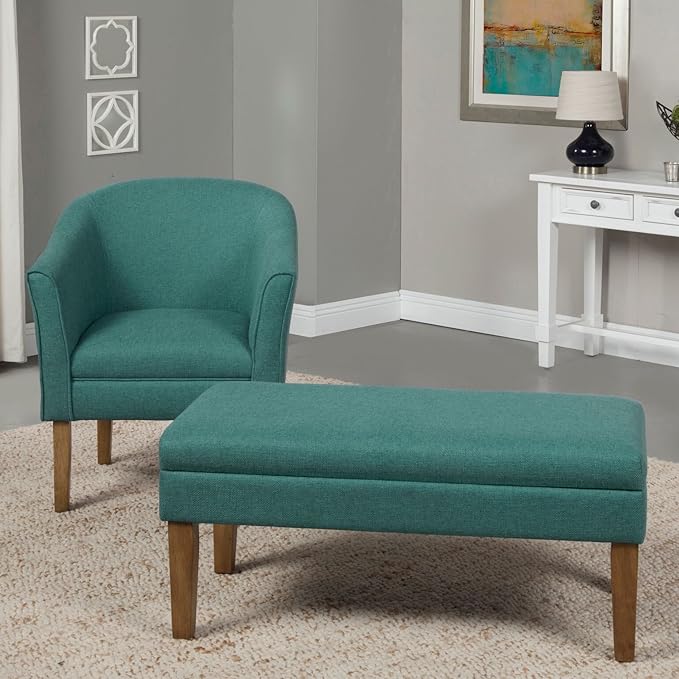 HomePop Barrel Shaped Accent Chair Arm Rest solid fabric and woodTeal Medium