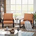 AWQM Leather Accent Chair Set of 2 Sofa Chair with Extra-Thick Padded Backrest &amp Seat Cushion Single Sofa for Living Room Bedroom Black Metal Frame 105 Degree Slant Back-Apricot（Set of 2）