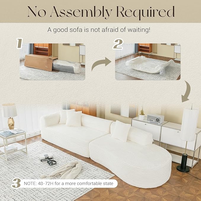 Esright 134’’ Modern Sectional Couches for Living Room 1400LBS Oversized Modular L-Shaped Curved Sofa with 3 Pillow Bolsters Large Comfy Cloud Couch Sofa (Beige)
