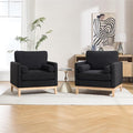 Mlmh &amp Kngwa 35.43 W Modern Accent Chair Set of 2 Upholstered Accent Chairs Single Sofa Chair with Natural Wood Legs Comfy Wingback Armchair for Living Room Bedroom Black