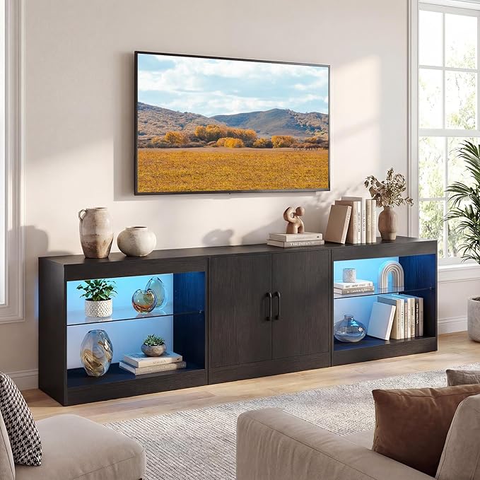 Giantex TV Stand for Up to 85 TVs LED Media Center with Power Outlets Remote Control Adjustable Shelving &amp Cable Management Contemporary TV Cabinet for Living Rooms Bedrooms