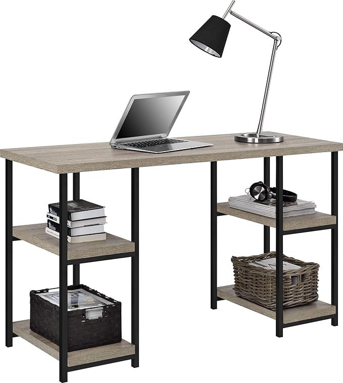 Ameriwood Home Elmwood Double Pedestal Computer Desk Distressed Gray Oak