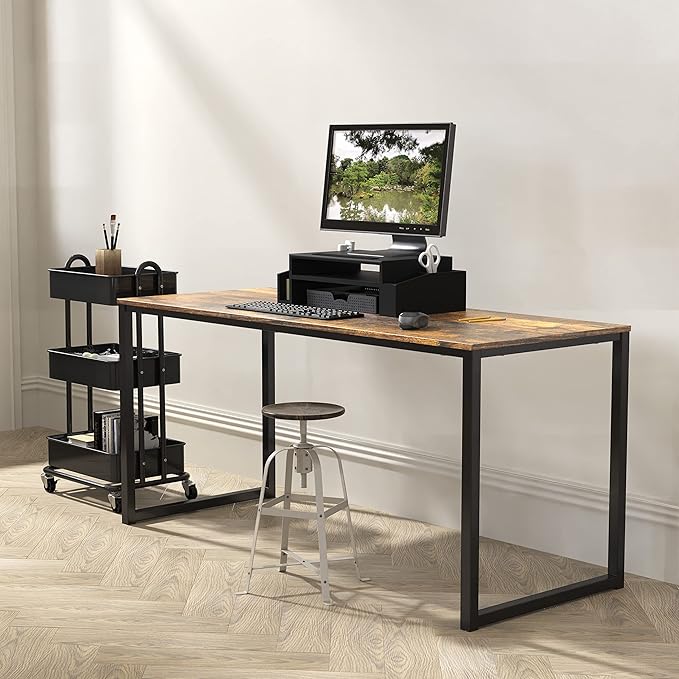 SHW Mission 48-Inch Home Office Computer Desk Rustic Brown