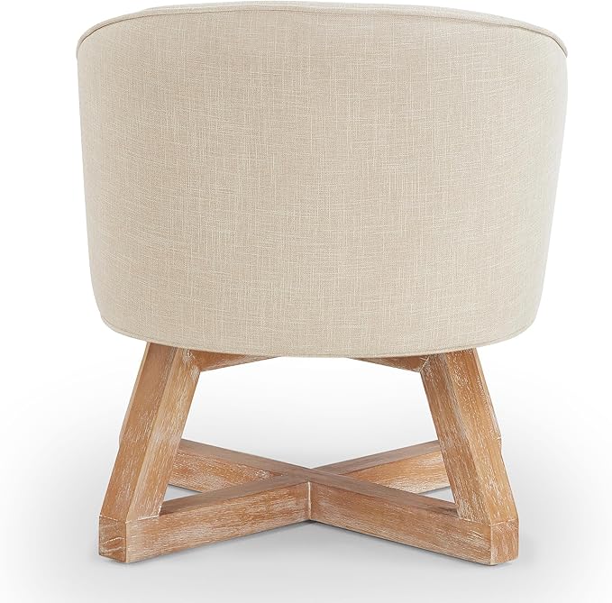 Ball &amp Cast Classic Swivel Chair with Cross-Shaped Wooden BaseLinen Upholstered Accent Chairs360 Degree Comfy Lounge Chair W/Solid Wood LegsSingle Sofa Seatingfor Living RoomOfficeDresserBe