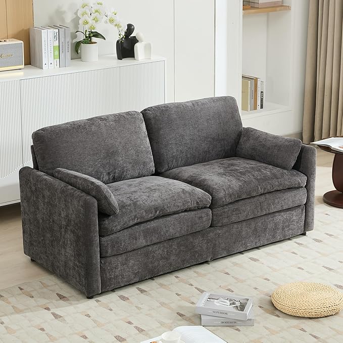 Harper &amp Bright Designs Chenille Fabric Upholstered Sofa Oversized Comfy Cloud Loveseat Sofa Couch Double Plush Cushion for Living Room