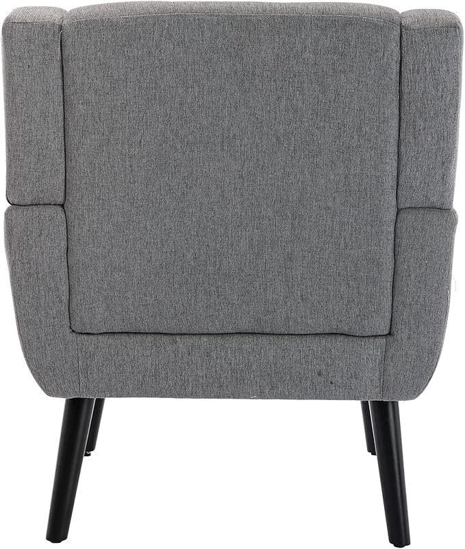 Modern Soft Linen Material Ergonomics Accent Chair Living Room Chair Bedroom Chair Home Chair with Black Legs for Indoor Home OZ855