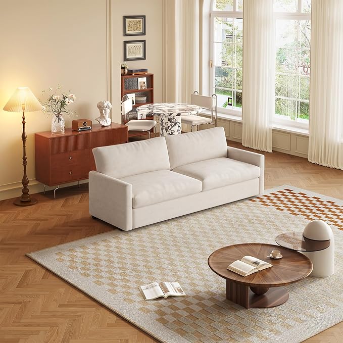 Small Loveseat Sofa 70.07 Upholstered Deep Seat Sofa for Small Spaces 2-Seater Couch Soft Polyester Velvet Breathable &amp Easy to Clean