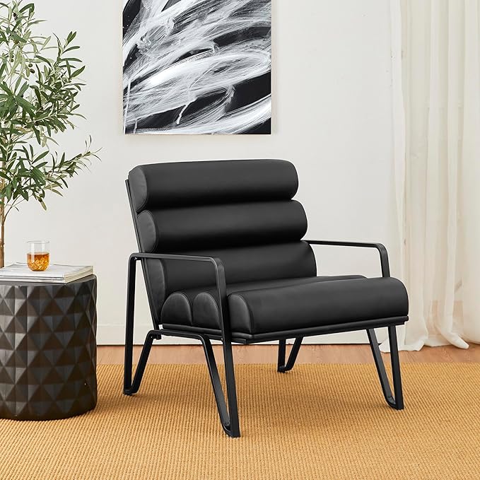 Glitzhome Accent Chairs Set of 2 Mid-Century Reading Armchair for Living Room Metal Frame with V-Leg Design &amp Soft Cushion 2 PCS