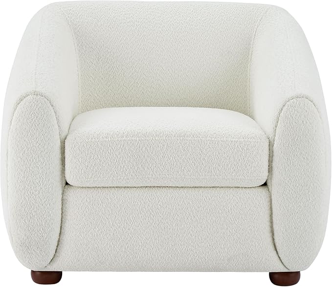 VANOMi Accent Chair for Living Room Oversize Armchairs with Thick Cushion Sherpa Living Room Chairs for Reading Bedroom Apartment Corner White