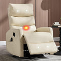 Manual Swivel Rocker Recliner Chair for Adults Overstuffed Reclining Glider Chair for Nursing with Vibration Massage &amp Heat Living Room Rocking Recliner 3-Stage backrest Faux Leather Light Yell