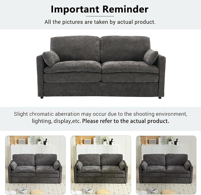 Harper &amp Bright Designs Chenille Fabric Upholstered Sofa Oversized Comfy Cloud Loveseat Sofa Couch Double Plush Cushion for Living Room