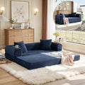 78 Inch Convertible Folding Sleeper Sofa Bed Fold Out Floor Sofa Couch with Fixed-Shape Frame Cloud Corduroy Foldable Mattress Couch for Living Room Bedroom (Blue)