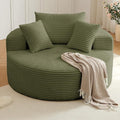 Oversized Round Chair Lounge Chaise Indoor Upholstered Corduroy Deep Seat Cloud Large Circle Sofa Chair No Assembly Required Fluffy Modern Sleeper Sofa Bed for Reading Living Room Light Green