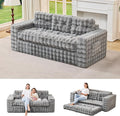 Hobestluk 3-Seater Sofa Boneless Couch with Tufted Button Design 2 in 1 Comfy Cloud Couch Oversized Sofa for Living Room Bedroom Apartment or Office (Grey 3 Seater)