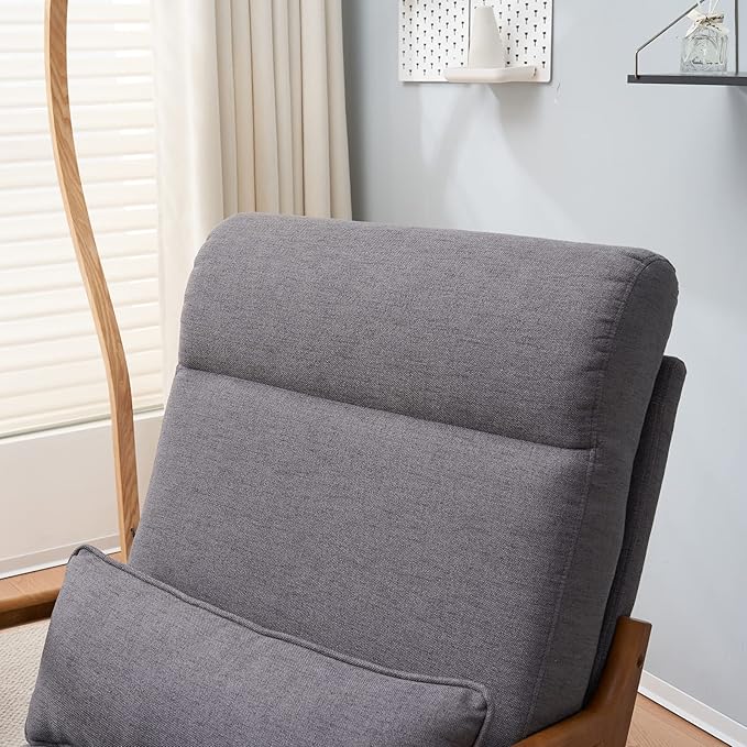 JOYBASE Lounge Accent Chair Mid Century Modern Chair High Back Chair Wood Frame Armchair Comfy Reading Chair for Living Room Office Bedroom (Dark Grey Fabric)