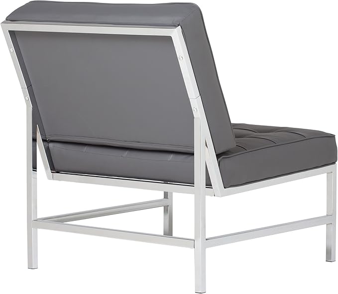 Ashlar Modern Accent Chair in Blended Leather Chrome/Gray