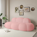 Boneless Small Couch for Bedroom 90 Modern Curved Boucle Couch Comfy Upholstered Cloud LoveSeat Floor Sofa Deep Seat Leisure Bubble Couches for Living Room Small Space (Pink No Installation)