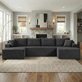 134 Inch U-Shaped Sectional Couch Oversized Modular Corduroy Sofa with 2 Chasies 4-Seater Modern Deep Seat Boneless Cloud Couch for Living Room No Assembly Required Dark Gray