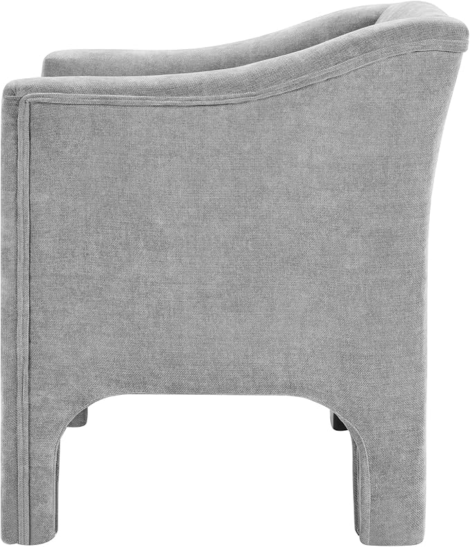 Christopher Knight Home Nory Modern Accent Chair with Arms Comfy Chenille Upholstered Barrel Armchair Extra Seating Lounge with Wood Frame Single Sofa for Living Room/Bedroom Grey