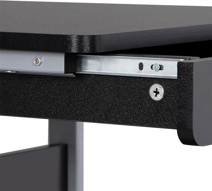 Topeakmart Mobile Laptop Desk Compact Computer Table on Wheels with Power Outlet and USB Ports Home Office Writing Desk with Charging Station and Printer Shelf Small Desk 22in for Space Saving Black