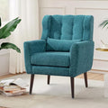 Modern Accent Chair Upholstered Arm Chair with Waist Pillow Single Sofa Chair for Living Room Bedroom Small Spaces (Teal)