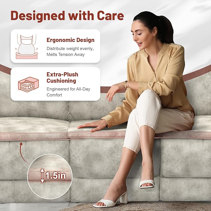 Recliner Sofa 3+1 Set Flip Middle Backrest Design 3 Seater Loveseat Reclining Sofa and Single Oversized Recliner Chair Manual Couches for Living Room/RV