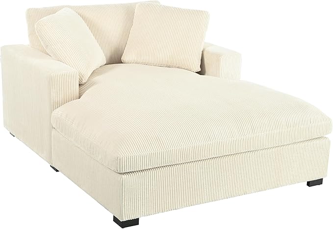43.3 W Oversized Chaise Lounge Chair Modern Comfy Sofa Deep Seat Couch Durable Frame with Solid Wood Legs Comfy Reclining Sleeper Chair for Living RoomOffice (Beige233)