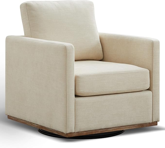 Aoiy &amp Wifon 30.7 W Swivel Accent Chair Mid Century Modern Swivel Chair for Living Room Comfy Small Accent Chair Wavy Chenille Beige