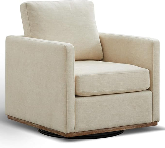 Aoiy &amp Wifon 30.7 W Swivel Accent Chair Mid Century Modern Swivel Chair for Living Room Comfy Small Accent Chair Wavy Chenille Beige