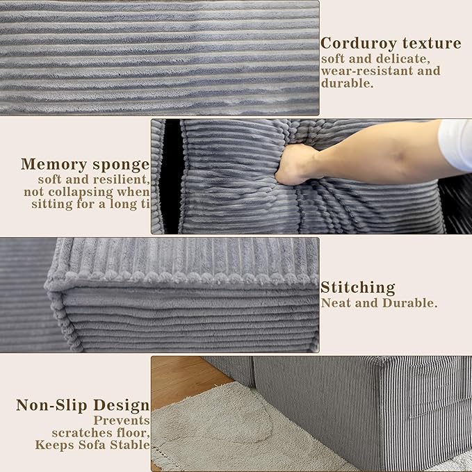 108 Sectional Couches for Living Room Cloud Couch Sofa with L-Shape Upholstered Boneless Couchs Modern Modular Sectional Couch with Chaise