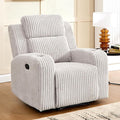 Corduroy Manual Recliner Sofa Set Living Room Furniture Set Reclining Sofa and Loveseat Set Console Cup HoldersGrey(Chair)