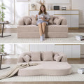 69.9 Folding Sofa Bed Full Sponge Convertible Sofa Bed with Wood Grain Chenille Fabric Easy to Carry Multi-Functional Guest Bed for Living Room Apartment Office