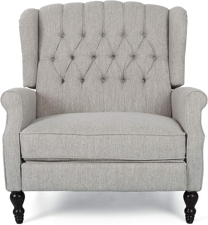 KEIKI Push Back Chair Wide Recliner Sofa Modern Chaise Lounge with Wing Back and Nailhead Trim for Bedroom and Living Room