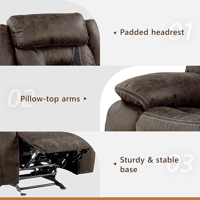 Homelegance Reclining Chair Polished Microfiber Manual Glider Recliner Dark Brown