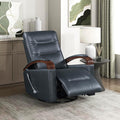 Lexicon 360 Degree Swivel Glider Reclining Chair Breathable Faux Leather Manual Recliner Comfy Nursery Glider Recliner Swivel Reclining Chair for Living Room/Office/Bedroom/Apartment Dark Blue