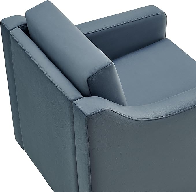 Modway Liora Performance Velvet Swivel Accent Chair in Cadet Blue Comfortable Stain-Resistant Velvet Armchair with Curved Armrests for Living Room Bedroom Reading Nook