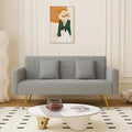 73 Convertible Futon Sofa BedComfy Teddy Fabric Sleeper Couch with 3 Reclining BackrestsGolden Chrome LegsModern Cloud Sofa Loveseat for Small Living Room Office (Grey)