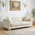 84 Chesterfield Sofa 3 Seater Tufted Velvet Couch with Rolled Arms Mid Century Modern Love Seat with Nailhead Trim&ampRemovable Cushions&ampGold Block Legs Comfy Deep Seat Couches for Living Roo