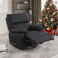 Manual Recliner Chair with Lever Handle 360° Swivel Elderly Rocker Recliner Chairs Single Seat upholstered Recliner Sofa Chair for Living Room Apartment (Black)