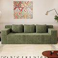 Boneless Couches for Living Room 71 Modern 3 Seater Sofa with Deep Seat Comfy Cloud Couch Sofa with Corduroy Fabric Memory Foam Floor Sofa with ArmrestsNo Assembly Required (Green) | Deep Seat C